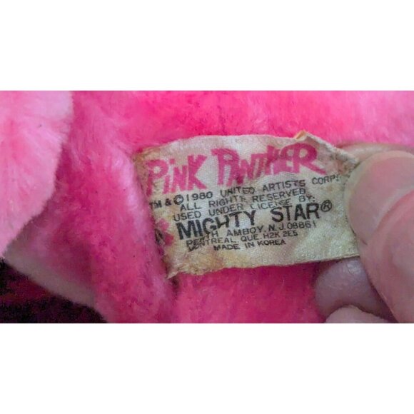 Vintage 1980 Mighty Star Pink Panther Plush Toy In Holiday Stocking 11" - Picture 7 of 7